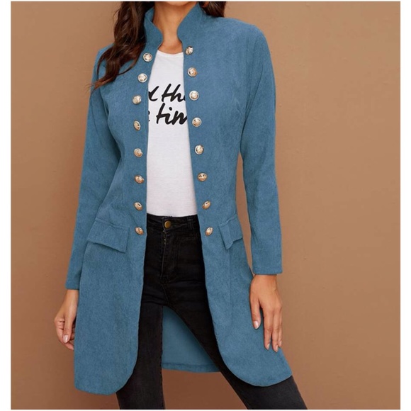 Jackets & Blazers - Dusty blue Button closure fall jacket coat